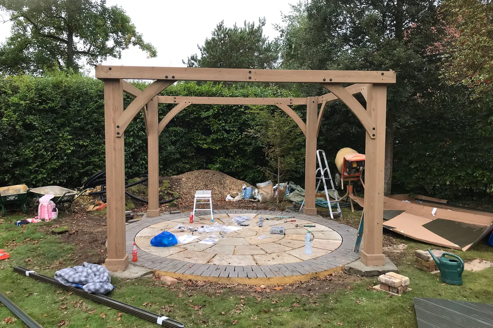 Timber frame fixed over the base, Farnham Royal, Slough, 2021