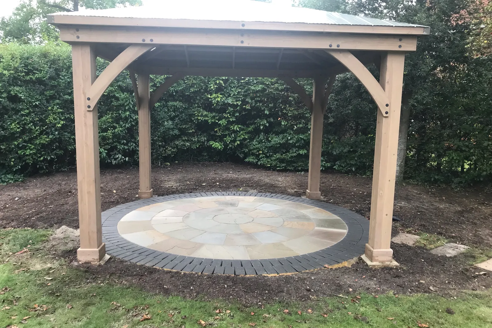 Metal roof fixed over the timber frame, Farnham Royal, Slough, 2021